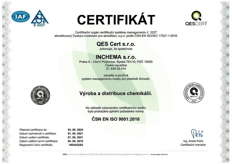 Certifikát ISO 9001 2021